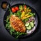 Chicken fillet with salad. Healthy food, keto diet, diet lunch concept. Top view