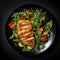 Chicken fillet with salad. Healthy food, keto diet, diet lunch concept. Top view