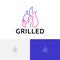 Chicken Fire Flame Grilled Food Restaurant Monoline Logo