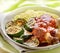 Chicken with grilled courgette tomato sauce and rice