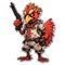 chicken gun tattoo sticker illustration Halloween scary creepy horror crazy devil