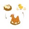 Chicken hatch stage vector illustration. Neat with chicken eggs. Newborn yellow cute chicken. Egg to chicken development