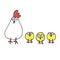 Chicken hen cartoon illustration cute rooster white gradi