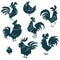 Chicken, hen, roosters set. Poultry vector collection silhouettes.