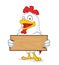 Chicken holding a plank of wood