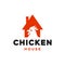 Chicken house restaurant concept logo design vector icon, rooster head silhouette