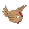 Chicken icon. Vector illustration of a flying chicken. Hand drawn funny chicken