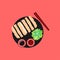 chicken katsu with salad japanese food illustration vector stock