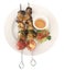 Chicken kebab, skewers, barbecue, isolated