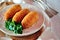 Chicken Kiev cutlets with parsley leaves. Ukrainian tradition food.