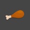 Chicken leg. Thighs icon fried food in flat style. Drumstick