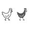 Chicken line and glyph icon, farming