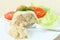 Chicken meat pate and salad