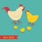 Chicken mother and chuk kid illustration. Cartoon chicken bird isolated on background.