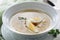 Chicken Noodle Soup Egg Yolk Closeup Macro View