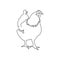 Chicken one line art. Continuous line drawing of brood hen, domestic animal.