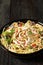 Chicken Pasta Bake with mushrooms, cheese, cream