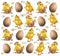 Chicken pattern cracked eggs Vector illustration
