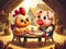 Chicken and Pig enjoying Bacon and Eggs