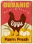 Chicken poster. Fresh egg healthy farm food vector design placard