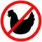 Chicken prohibition warning red circular caution road sign