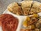 chicken quesadilla, with assorted vegetable medley, sliced tomatoes