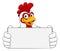 Chicken Rooster Cockerel Cartoon Character Sign