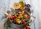 chicken salad with zucchinis cherry tomatoes