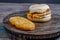 Chicken saussage mcmuffin with egg, and golden brown and crispy, hashbrowns