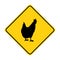 Chicken silhouette animal traffic sign yellow vector