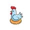 Chicken sitting in the nest vector illustration.