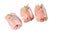 Chicken thigh fillet without bone and skinless, isolated .Raw chicken thigh without skin on a white background isolade. Three