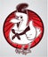 Chicken Thumbs Up With Red Circle Color Illustration