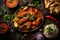 Chicken tikka masala chicken tikka, popular Indian food recipe, served in a bowl or plate. Selective focus, Indian food feast