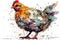 Chicken on transparent background, abstract background, animals, birds