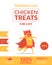 Chicken Treats For Cats Banner Template Pets Food Packaging, Label, Branding, Identity Card with Cute Superhero Cat