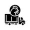 chicken truck transportation glyph icon vector illustration