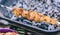 Chicken and veal kebabs barbecues on skewer grill