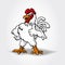 Chicken vector cartoon character smiling and giving thumb up.