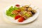 Chicken and vegetables skewer