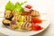 Chicken and vegetables skewer