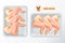 Chicken wings polystyrene packaging vector