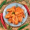 Chicken wings are raw in the marinade. Grilled chicken wings recipe.Marinated chicken wings with spices