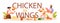 Chicken wings typographic header. Fried wings cooking at home