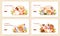 Chicken wings web banner or landing page set. Fried wings cooking