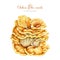 Chicken of the woods mushroom. Watercolor painted illustration. Hand drawn Laetiporus sulphureus fungus. Tasty edible