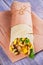 Chicken wraps with mango, basil and mint. Burrito with chicken.