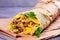 Chicken wraps with mango, basil and mint. Burrito with chicken.