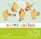 Chickens musicians greet with a happy Easter