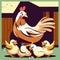 chickens and rooster on the farm, illustration in vector format AI Generated